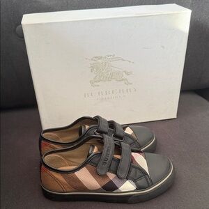 Burberry Kids Black and Brown Plaid Sneakers